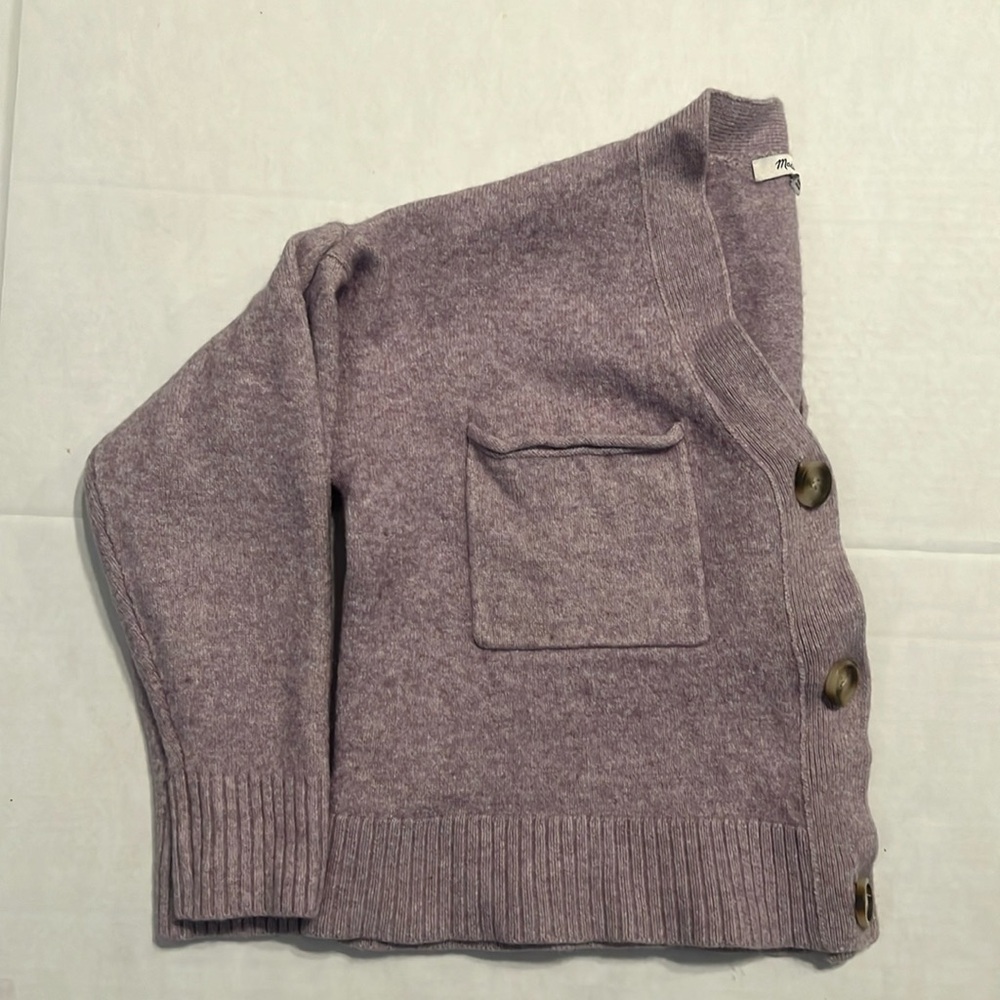 madewell purple v neck button cardigan with pockets
